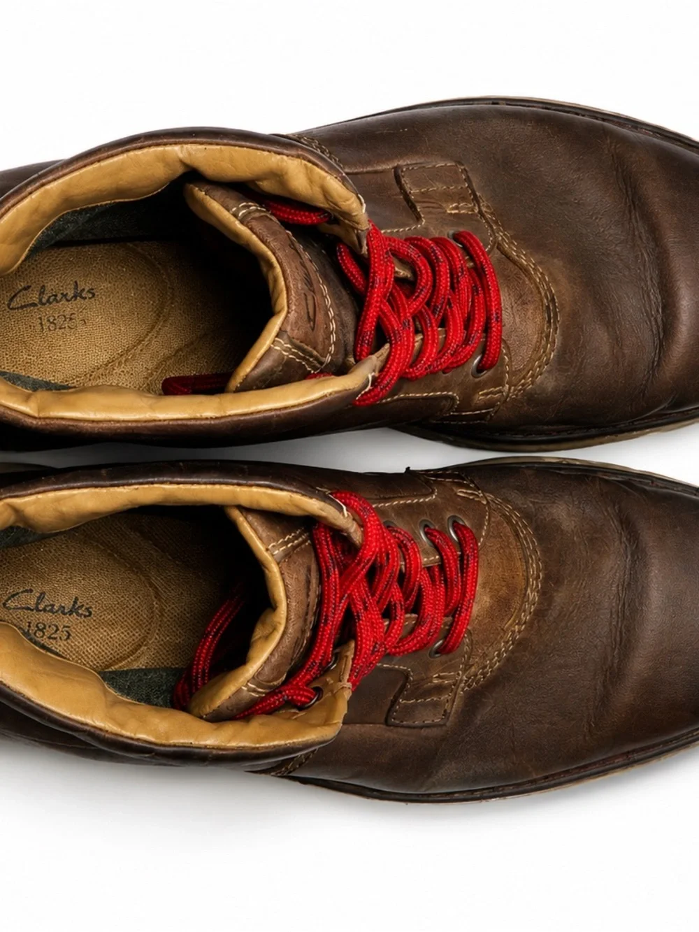 Clarks Brown Leather Varby Top Boots with Red Laces